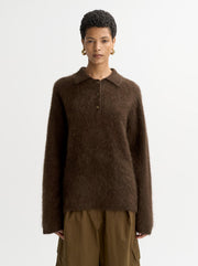 Brushed polo shirt in mocha
