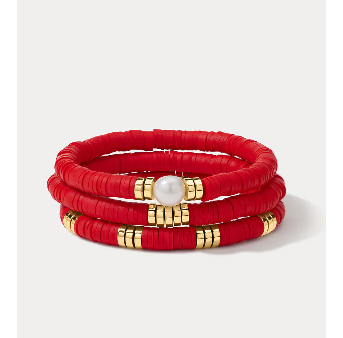 The Seville Pearl Bracelet Set - Red