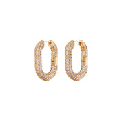 XL PAVE CHAIN LINK Hoops tipo aukso spalvos auskarai